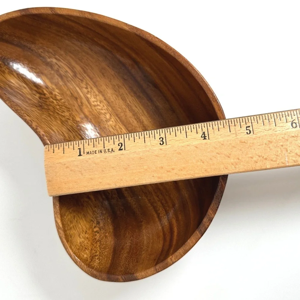 Vtg Hand Carved Monkey Pod Wood Bowl MCM Boho Catchall Dish Beach Coastal Tiki
